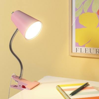 Rožinė segama stalinė lempa su LED