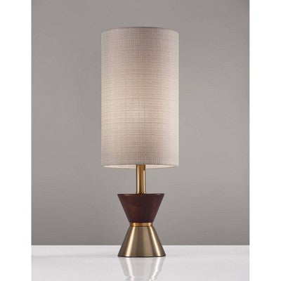 23 cm žalvario spalvos stalinė lempa su medžio detale