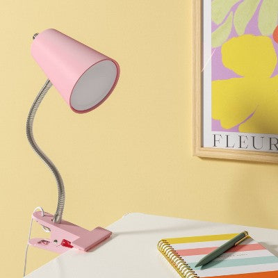 Rožinė segama stalinė lempa su LED